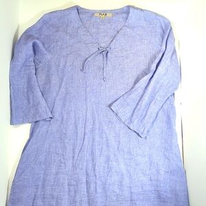 FLAX Denim Blue Linen Dress Tunic